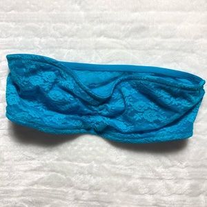 PINK Victoria’s Secret Lace Blue Strapless Bra